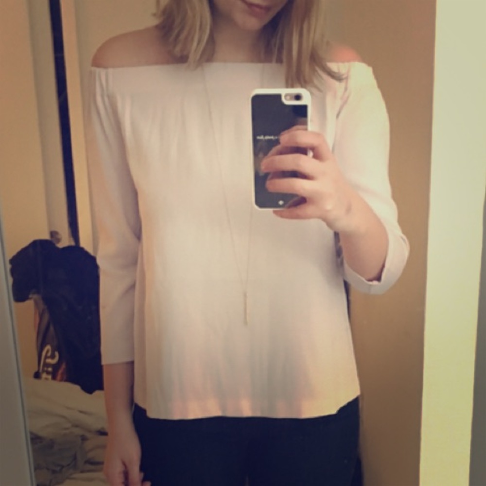 Club Monaco Off-Shoulder Top in Lilac (4)